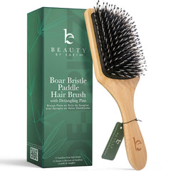 Beauty by Earth boar bristle paddle brush closeup of bristles for gentle detangling