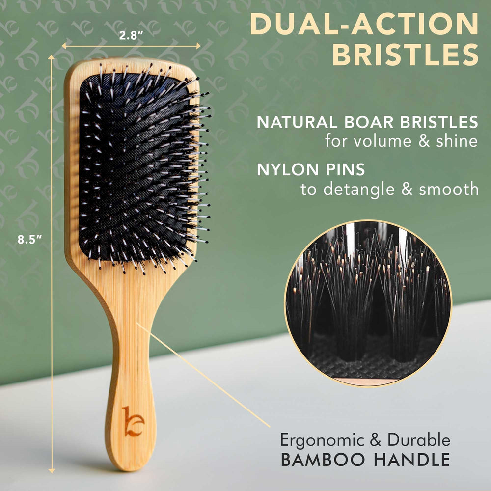 Beauty by Earth boar bristle paddle brush detangles knots with minimal pulling