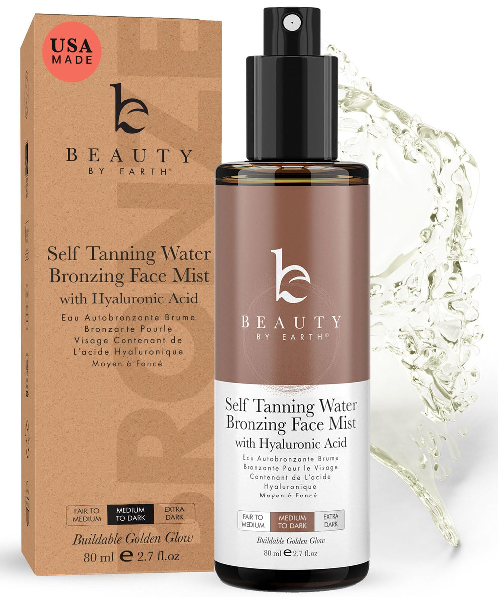 Beauty by Earth bronzing face tanner spray mist bottle for a natural glow