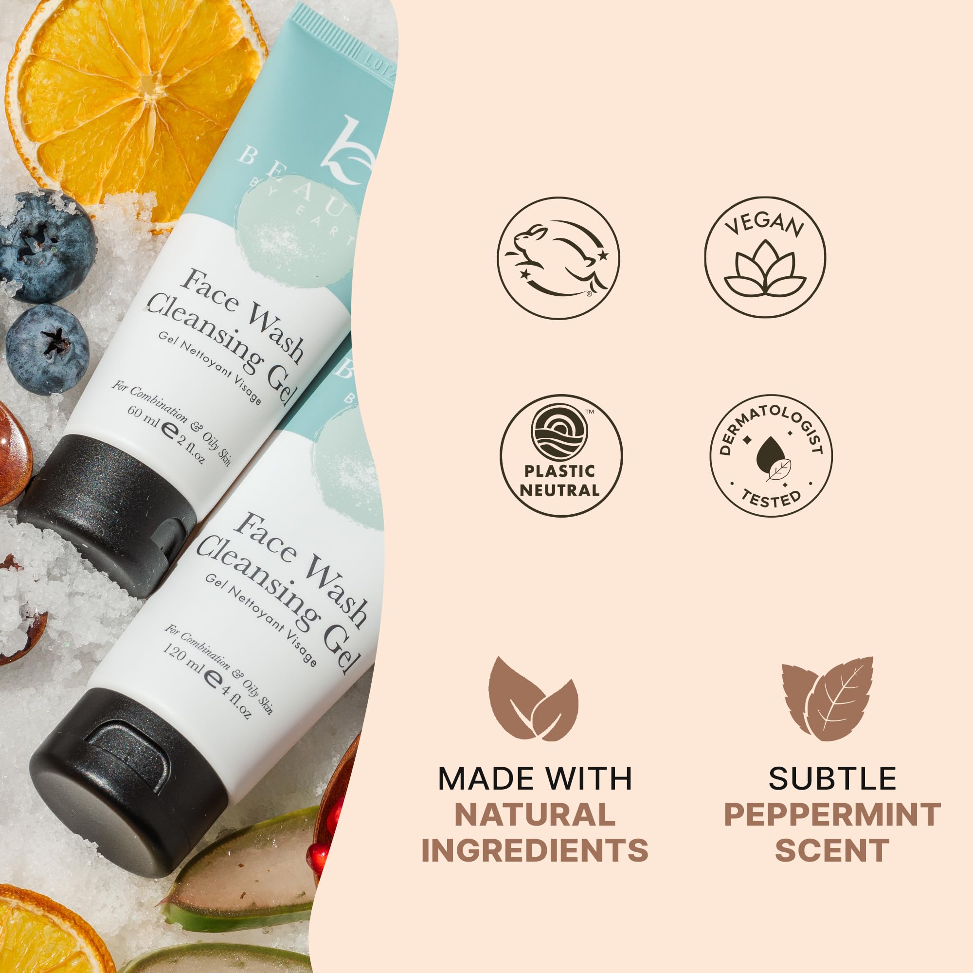 Beauty by Earth Clean Face Wash foamy texture showing a soft, skin-friendly lather