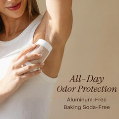 Beauty by Earth deodorant application stroke demonstrates smooth glide and gentle application.