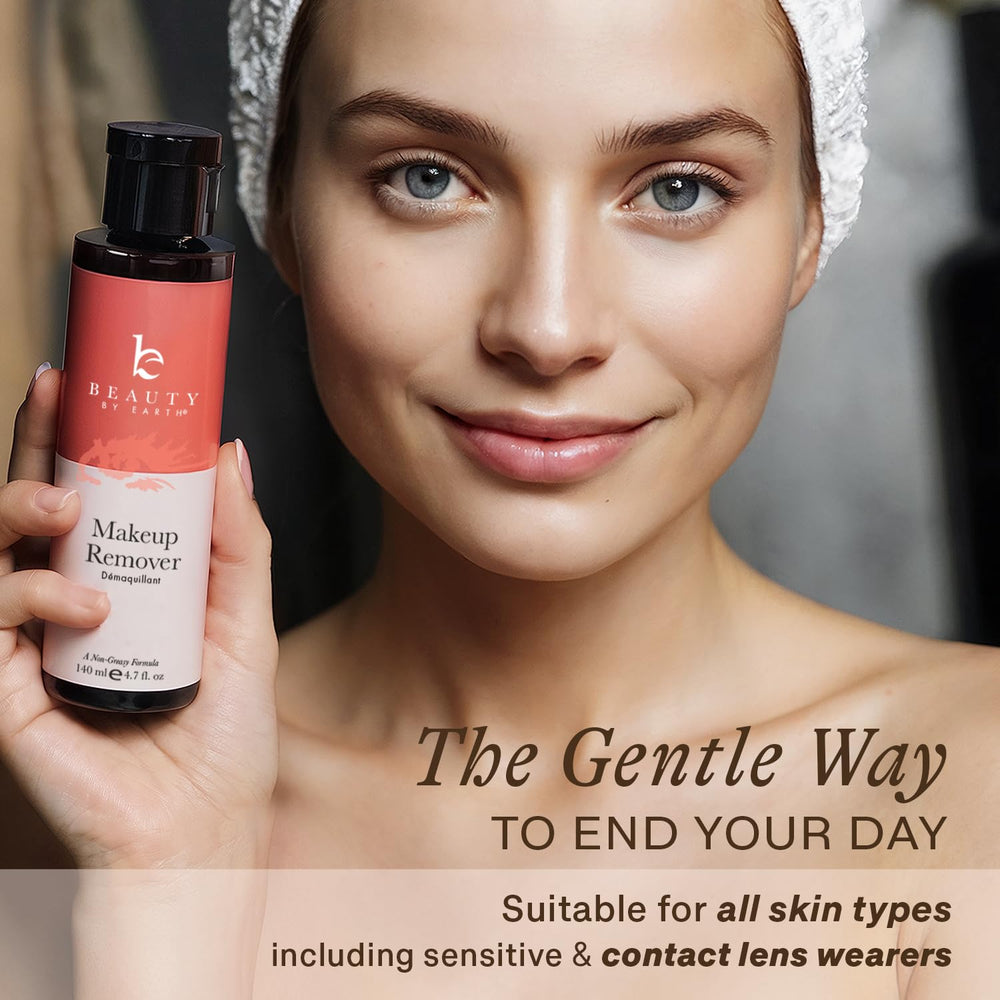 Beauty by Earth desmaquillante, envase hecho en EE. UU., libre de crueldad.
