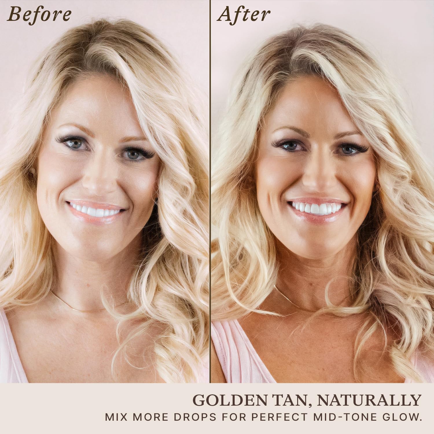Drops mixed with moisturizer to create customizable bronze on skin