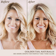 Drops mixed with moisturizer to create customizable bronze on skin