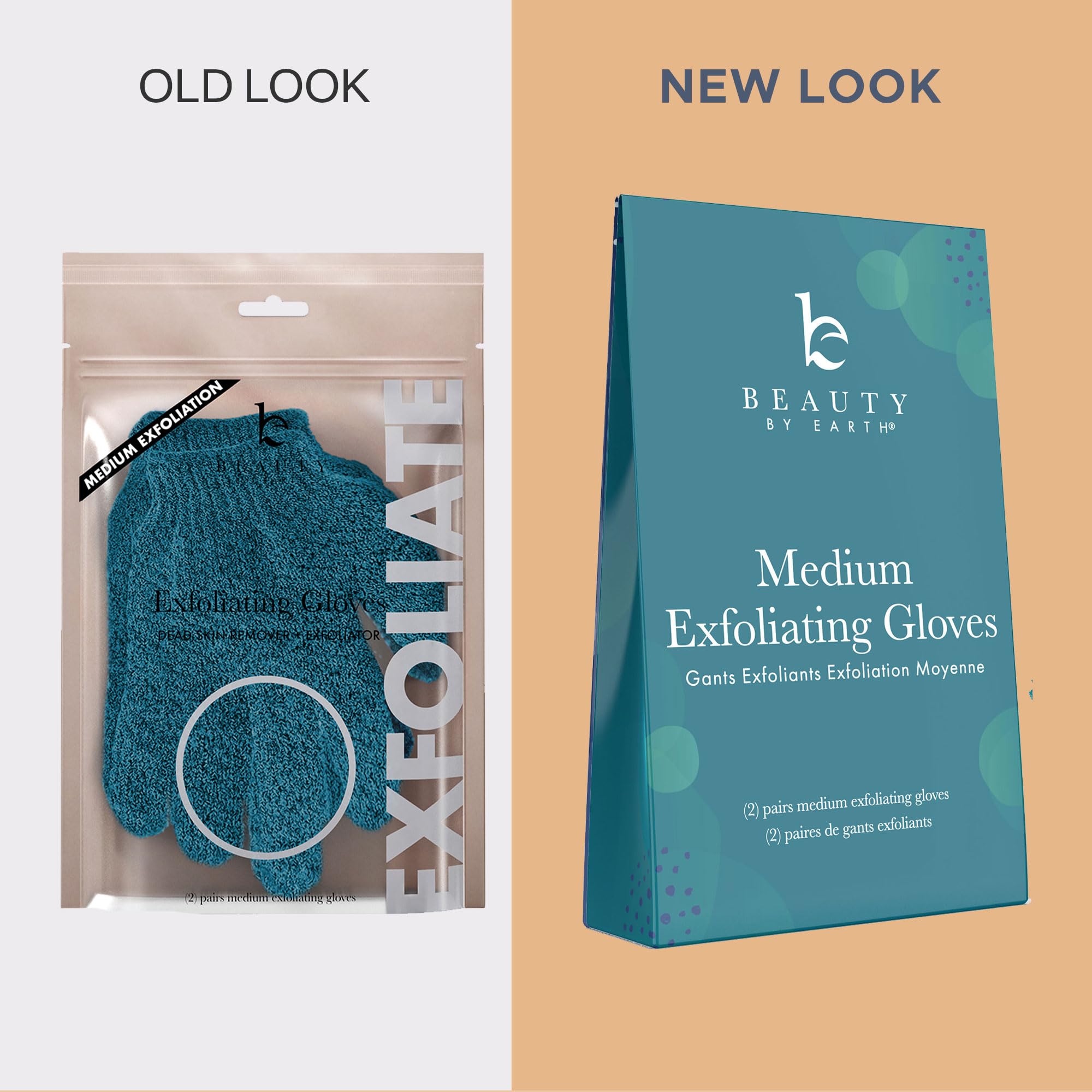 Beauty by Earth rutina de cuidado corporal con guante exfoliante.