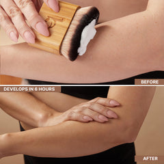 Beauty by Earth face and body tan creates a seamless glow.