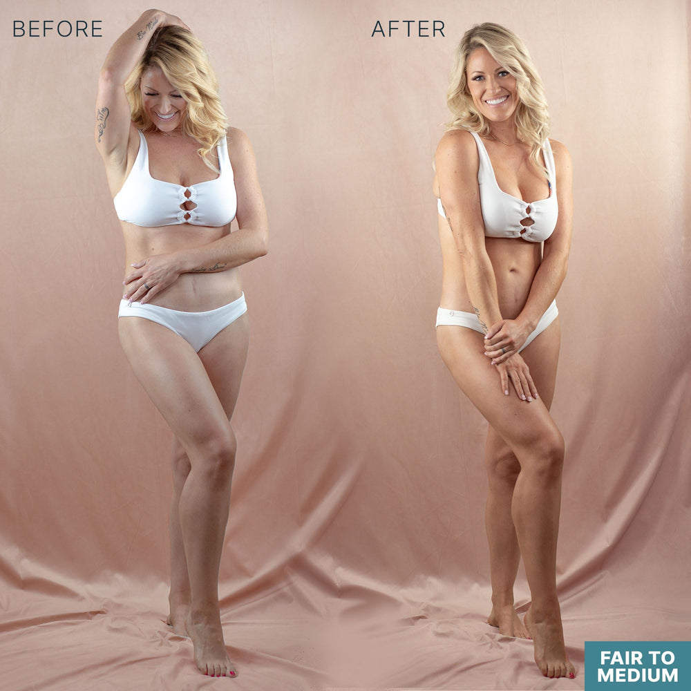 Beauty by Earth face tanner lotion application demonstrates easy, natural facial glow