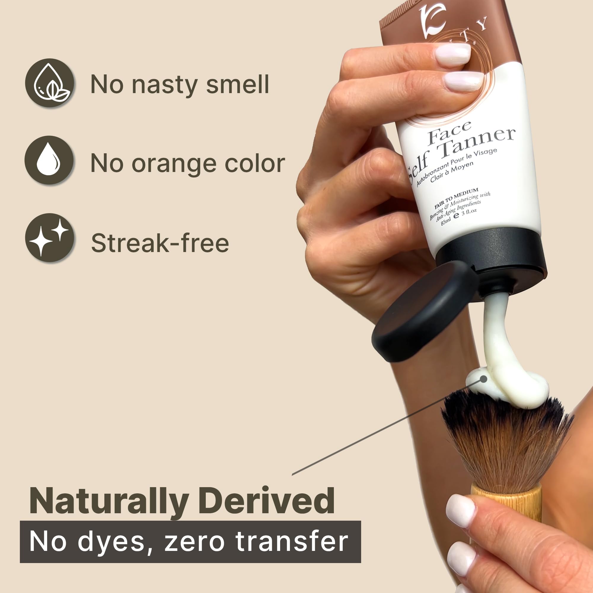 Beauty by Earth Face Tanner swatch on skin shows buildable color