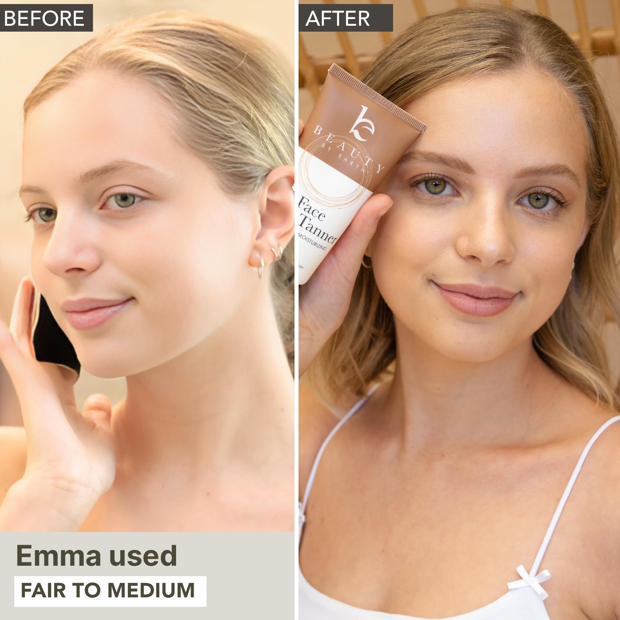 Beauty by Earth Face Tanner texture glide demonstrates streak-free application