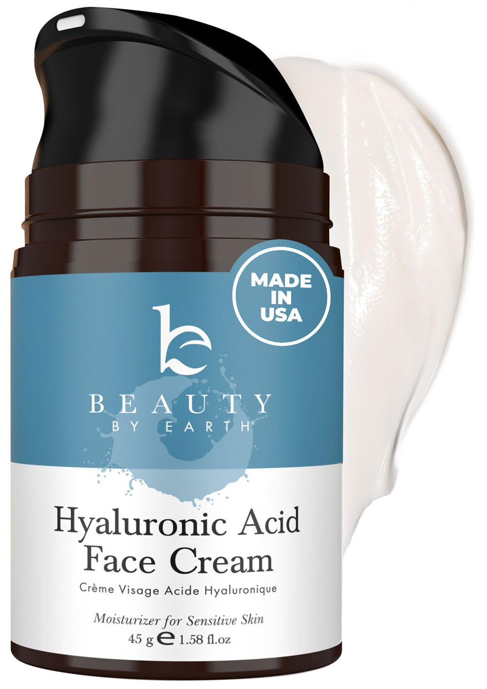 Beauty by Earth hyaluronic acid moisturizer bottle showing unscented hydration for daily use