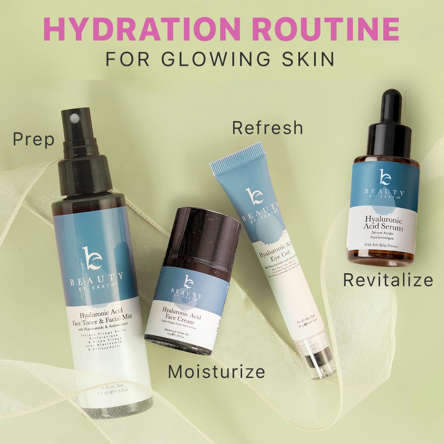 Beauty by Earth packaging emphasizes recyclable materials and sustainable skincare