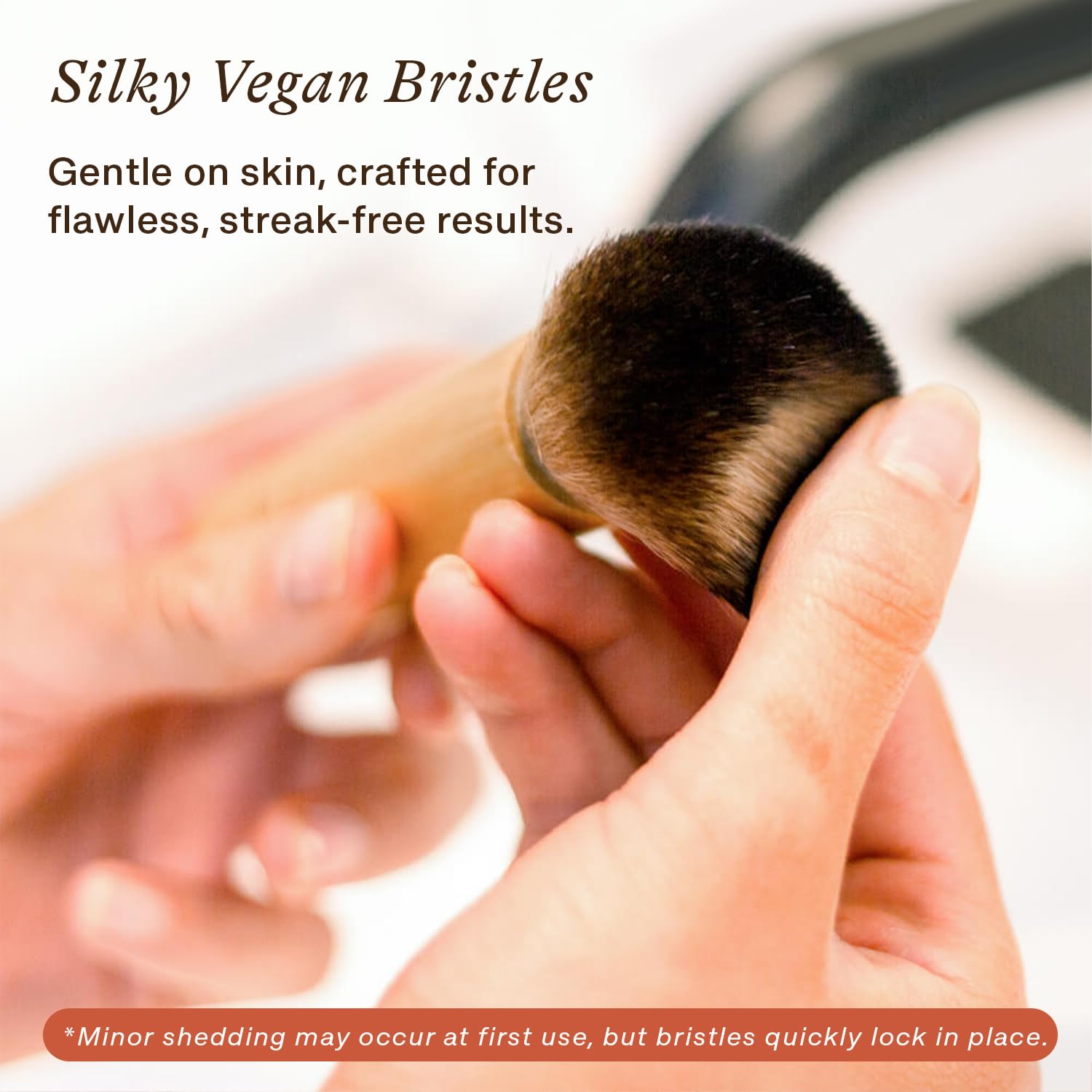 Beauty by Earth Kabuki Brush bamboo handle design for sustainable, comfortable grip.