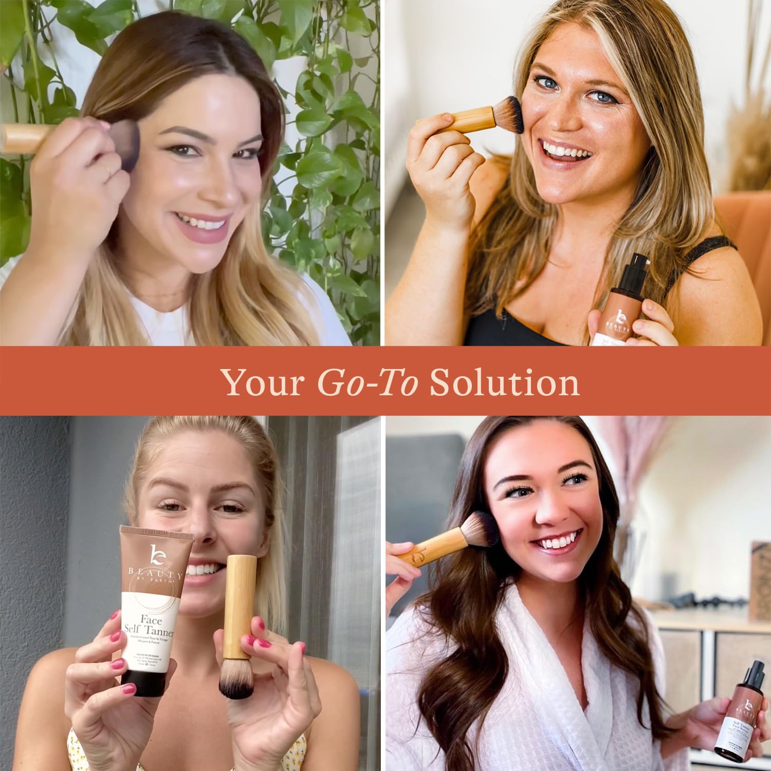 Beauty by Earth Kabuki Brush self-tanner application for even color distribution.