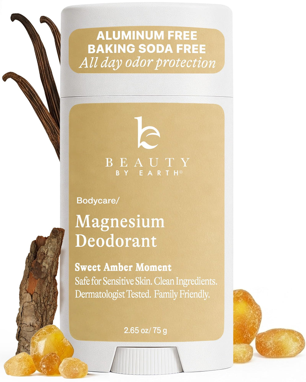 Beauty by Earth natural deodorant stick offers a smooth glide for all-day odor protection.