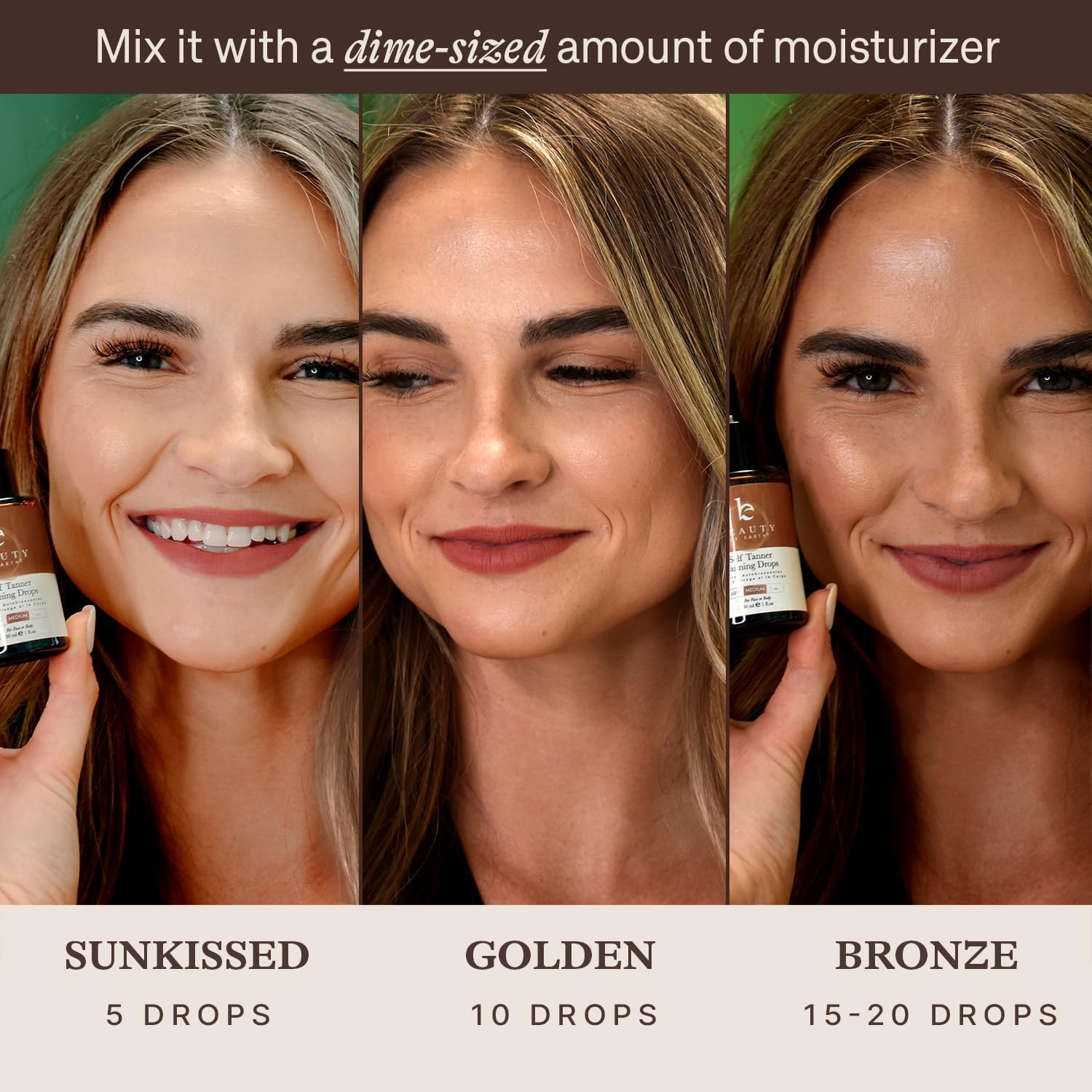 Natural golden tan swatch demonstrating a realistic, non-orange shade