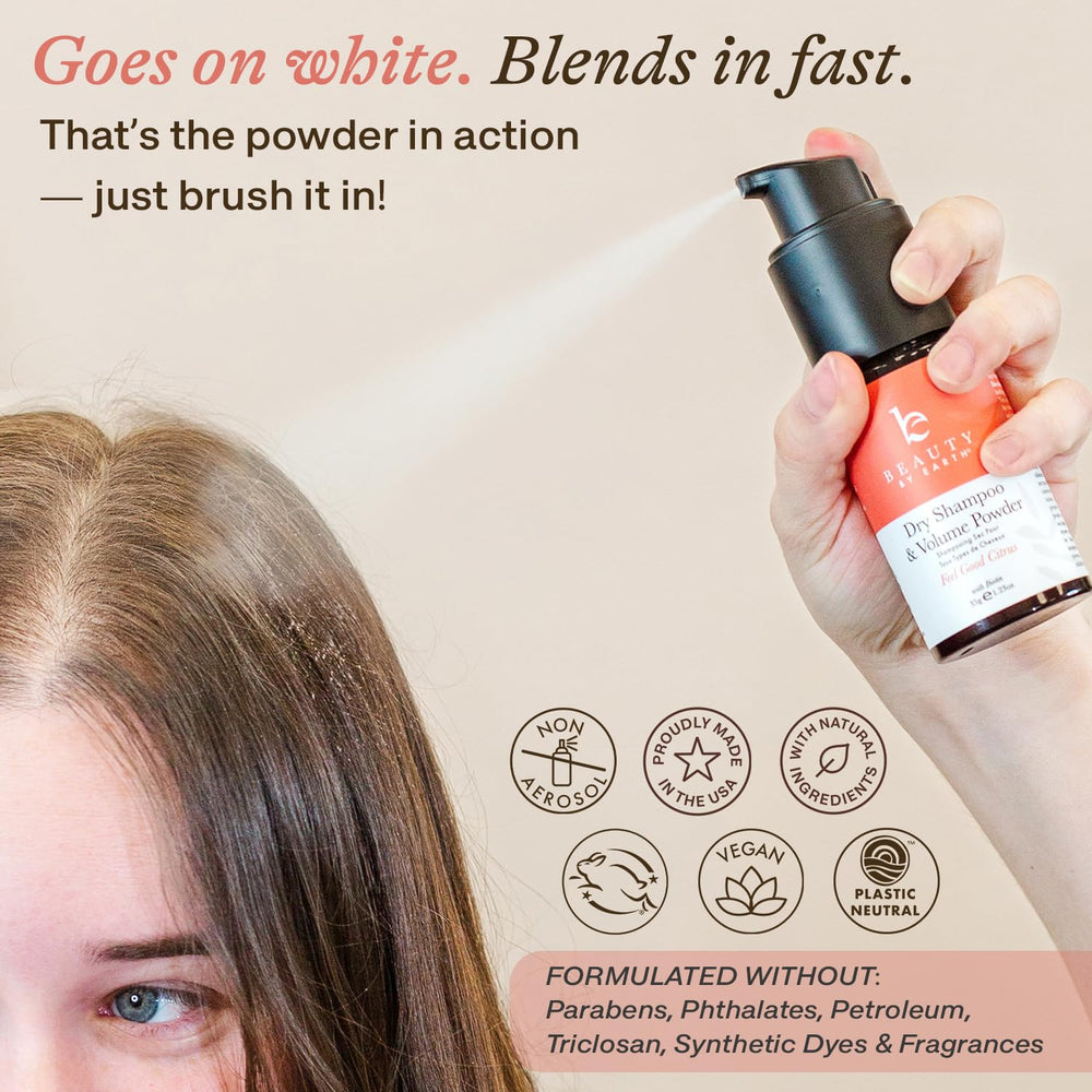 Beauty by Earth natural ingredients label highlights eco-friendly, non-toxic care.