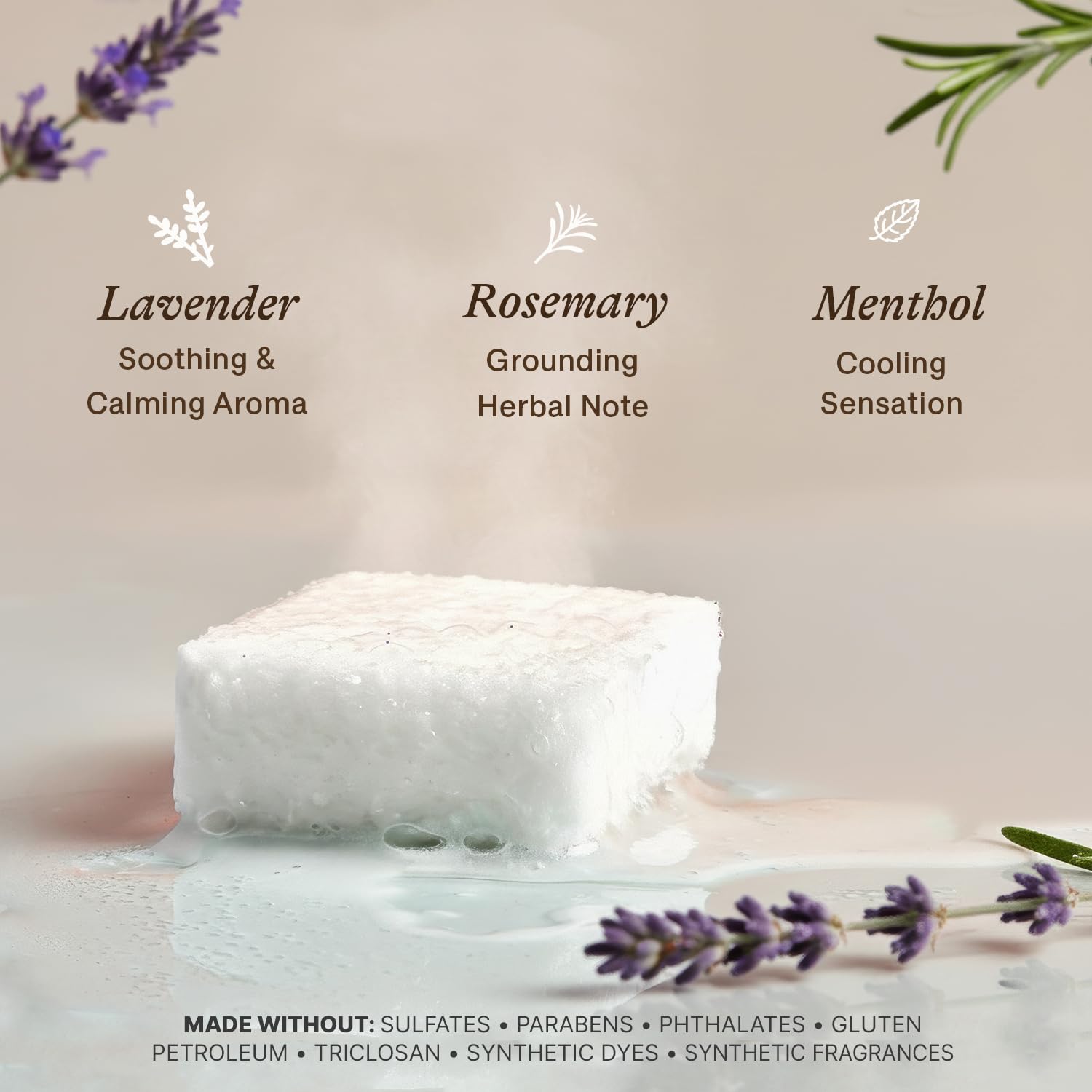 Beauty by Earth: presentación de producto lavanda para baño relajante.