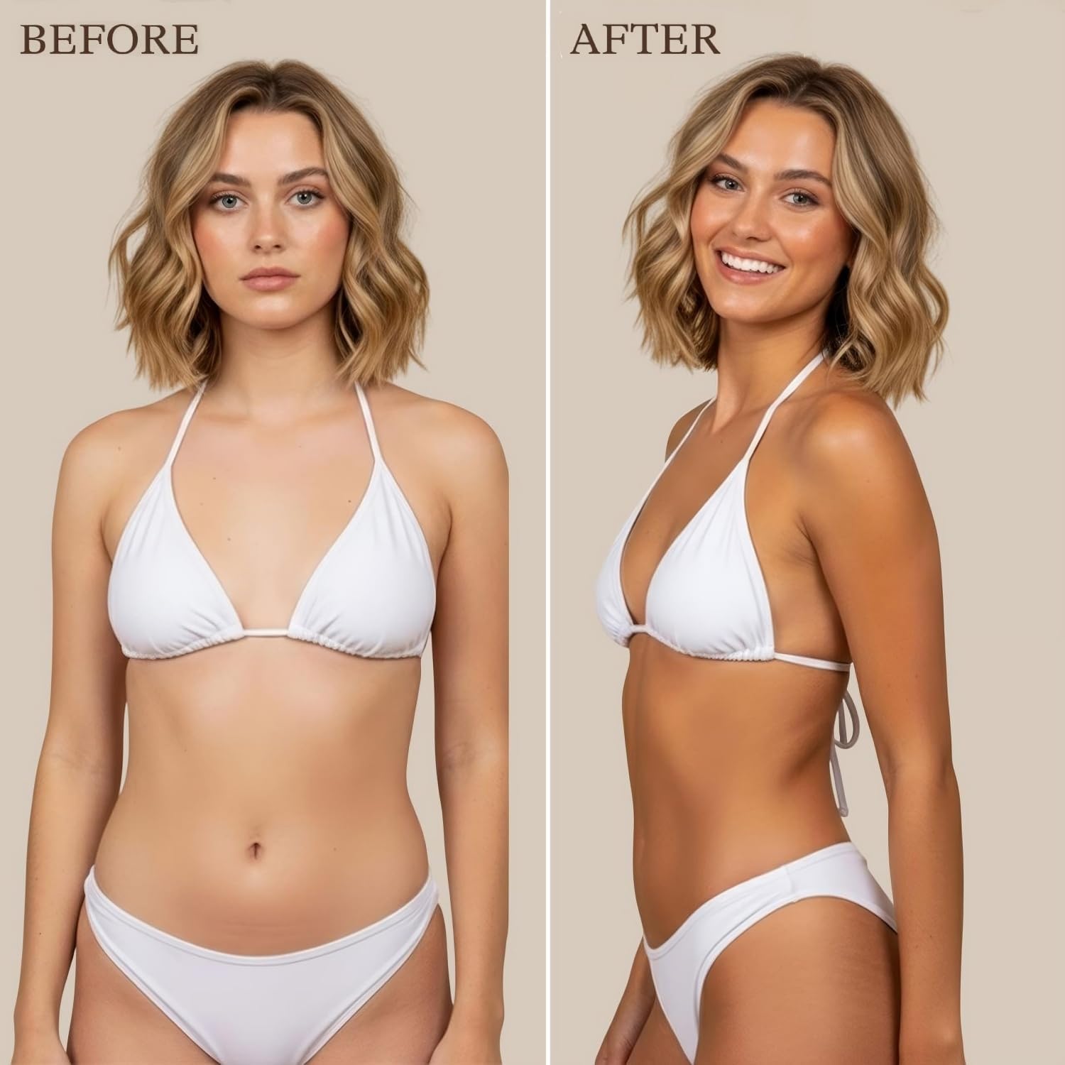 Beauty by Earth Self Tanner face application demonstrates streak-free color