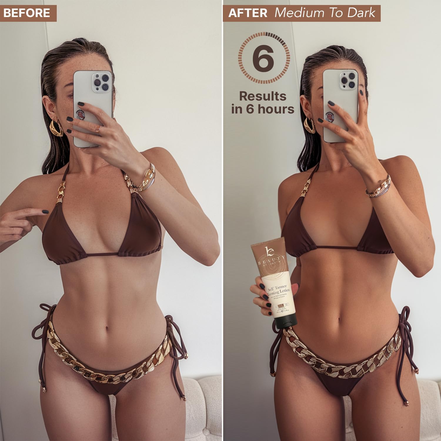 Beauty by Earth self-tanner mitt kit close-up showing easy application.