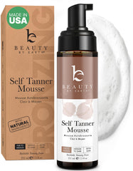 Beauty by Earth Self Tanner Mousse bottle ready for a natural, streak-free glow.