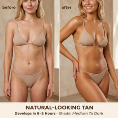 Beauty by Earth Self Tanner Mousse foam dispensing for quick-dry application.