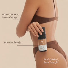 Close-up of Beauty by Earth Self Tanner Mousse foam texture absorbed quickly.