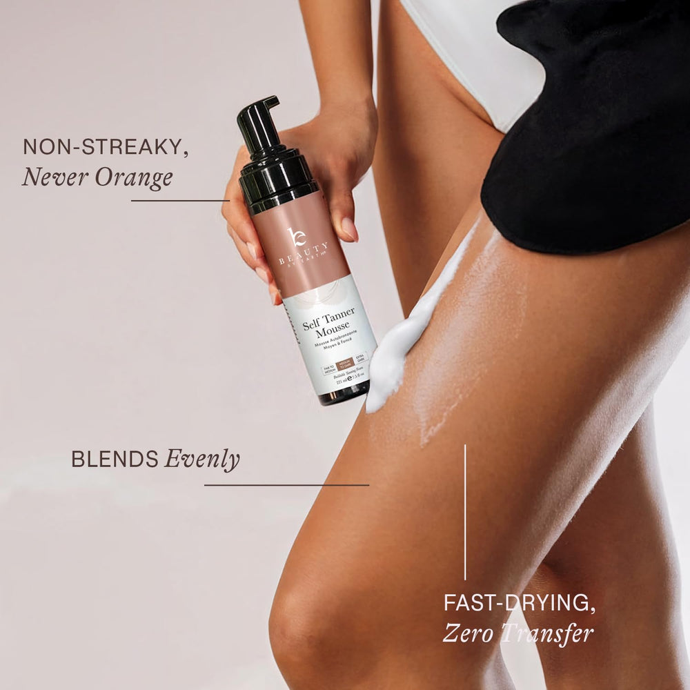 Beauty by Earth kit packaging shows mousse and mitt for easy setup