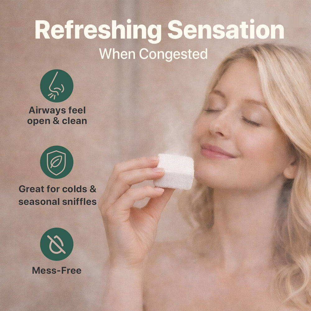 Beauty by Earth aromatherapy shower steamer in use delivers uplifting scent
