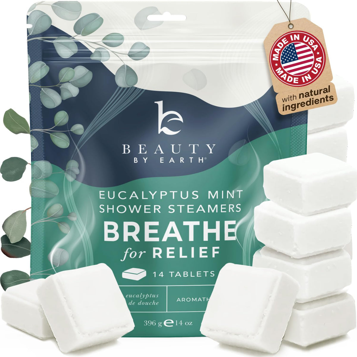 Beauty by Earth shower steamer eucalyptus large for spa-like showers