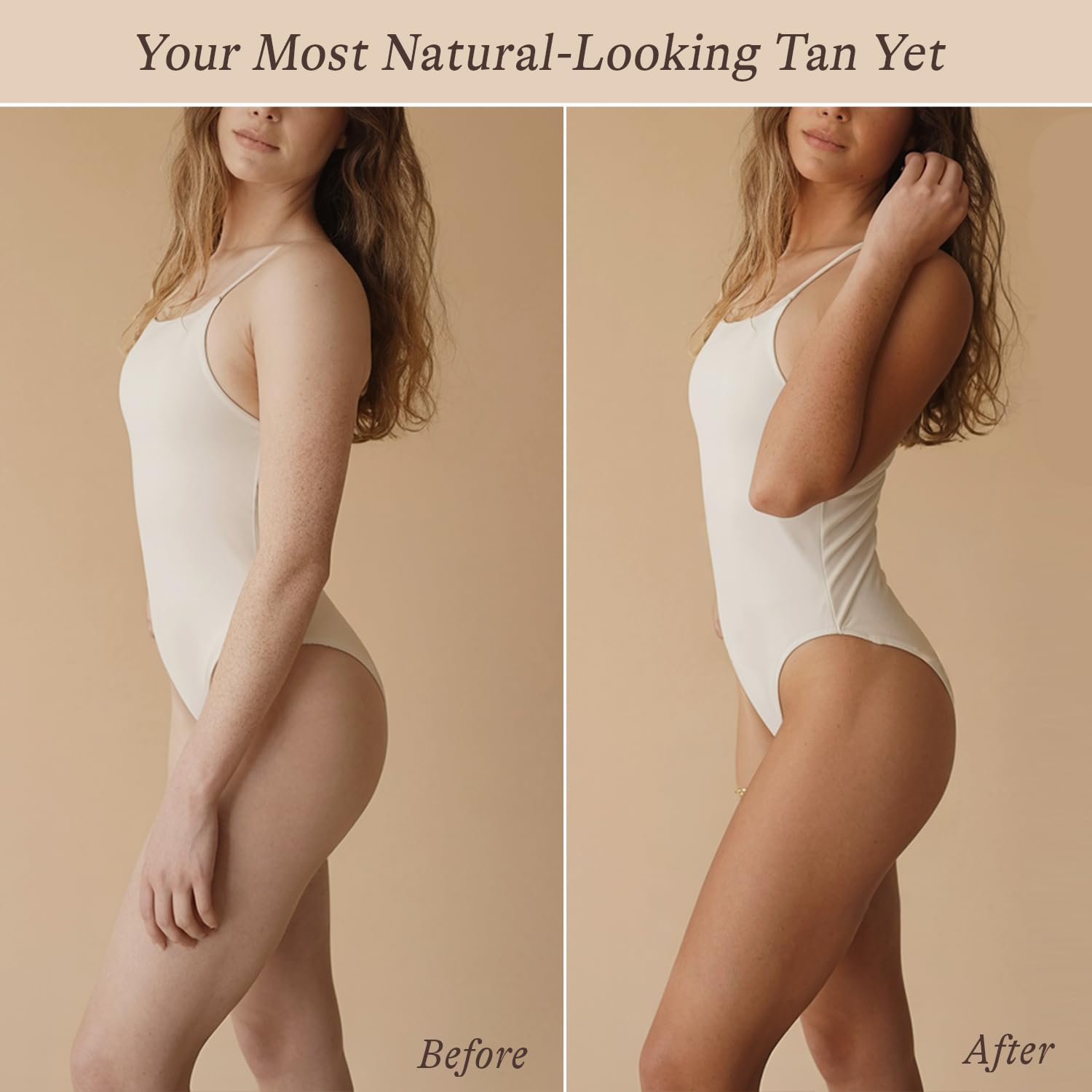 Beauty by Earth tanning glove applying mousse for streak-free results.