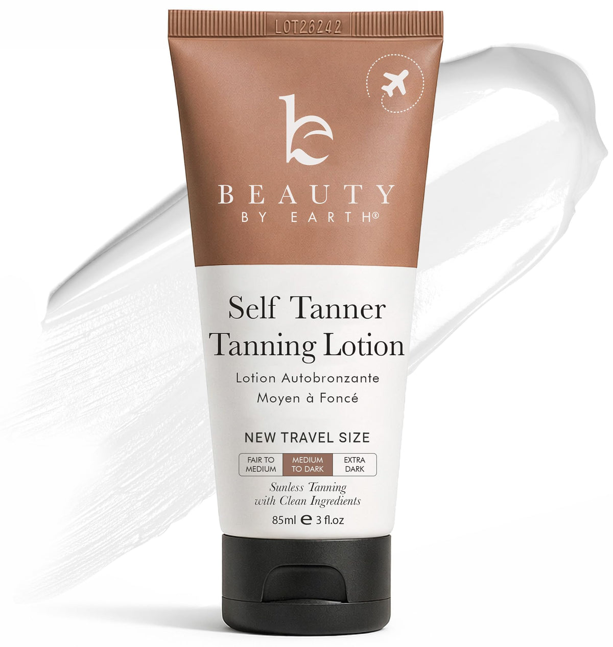 Beauty by Earth tanning lotion travel size for easy on-the-go sunless tanning