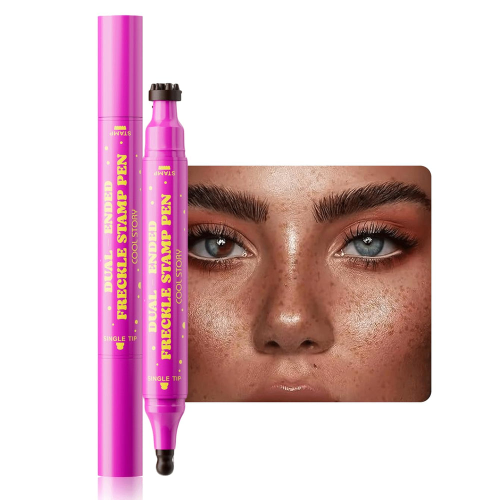 Beauty Glazed dual-ended freckle stamp pen stamp application creates natural, scattered freckles.