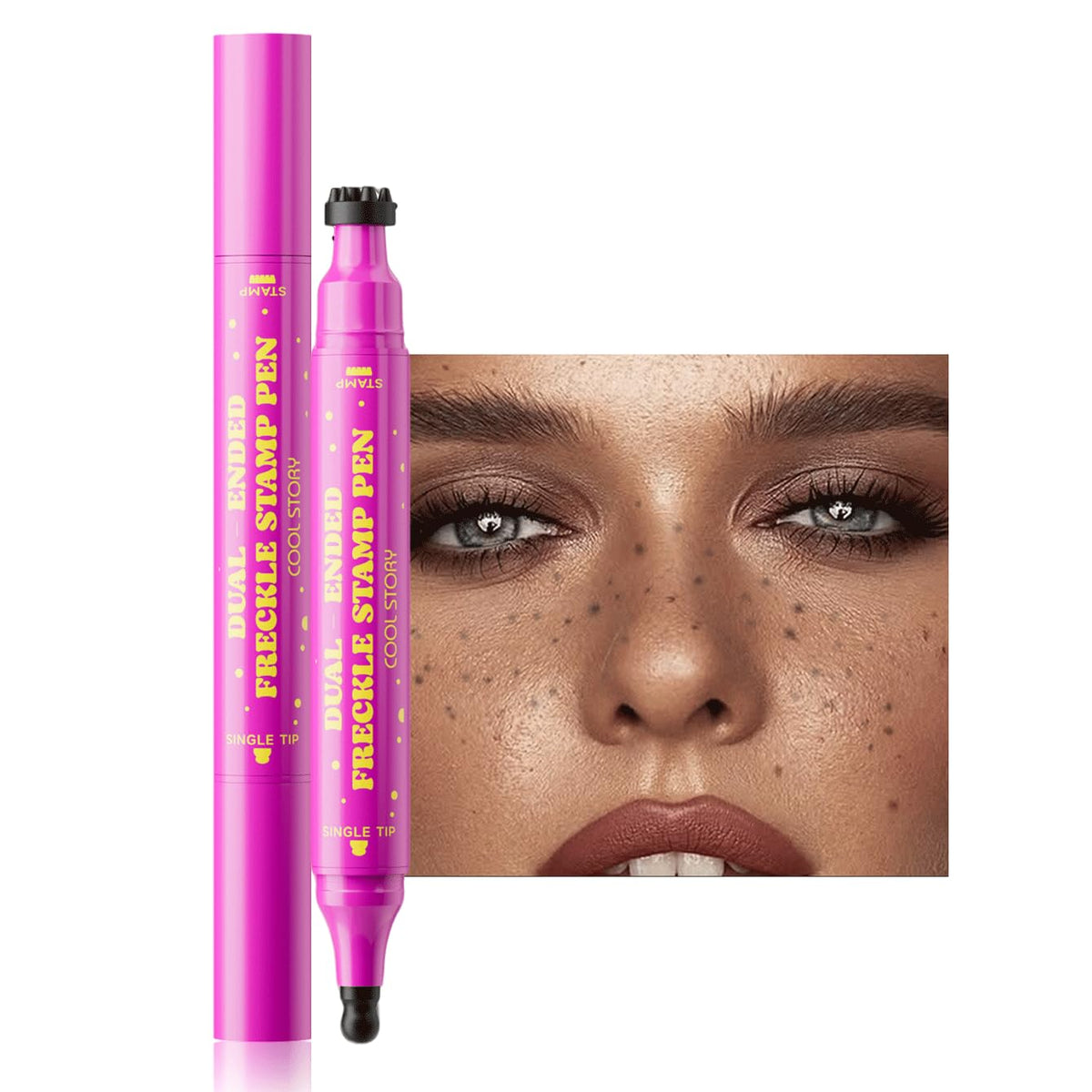 Beauty Glazed dual-ended freckle stamp for quick, natural-looking freckles.