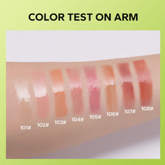 Beauty Glazed lip oil brush close-up demonstrates a smooth glide and non-sticky wear.