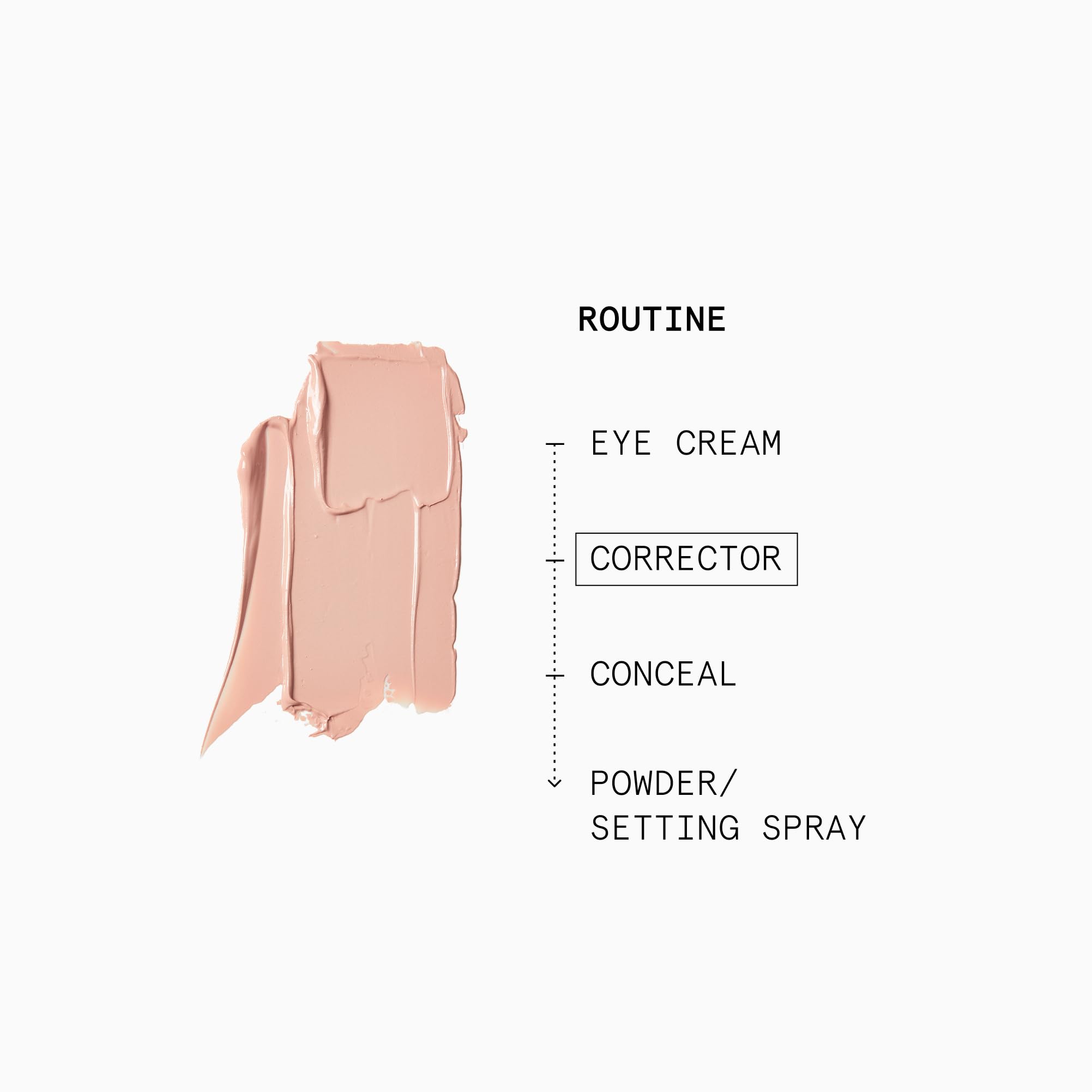Beauty Pie under-eye corrector swirls show buildable coverage for natural daytime wear.