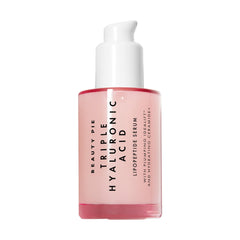 Beauty Pie Triple Hyaluronic Acid Serum bottle highlights deep hydration for radiant skin.