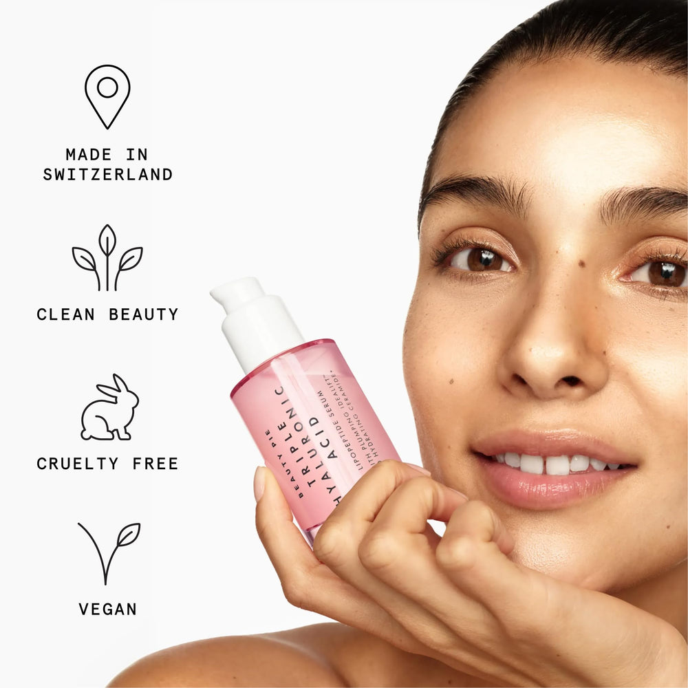Beauty Pie serum ingredients graphic spotlights Aquaxyl and Idealift for hydration balance.