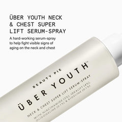 Beauty Pie Uber Youth Neck & Chest Serum-Spray mist on neck delivers quick refresh for aging skin.