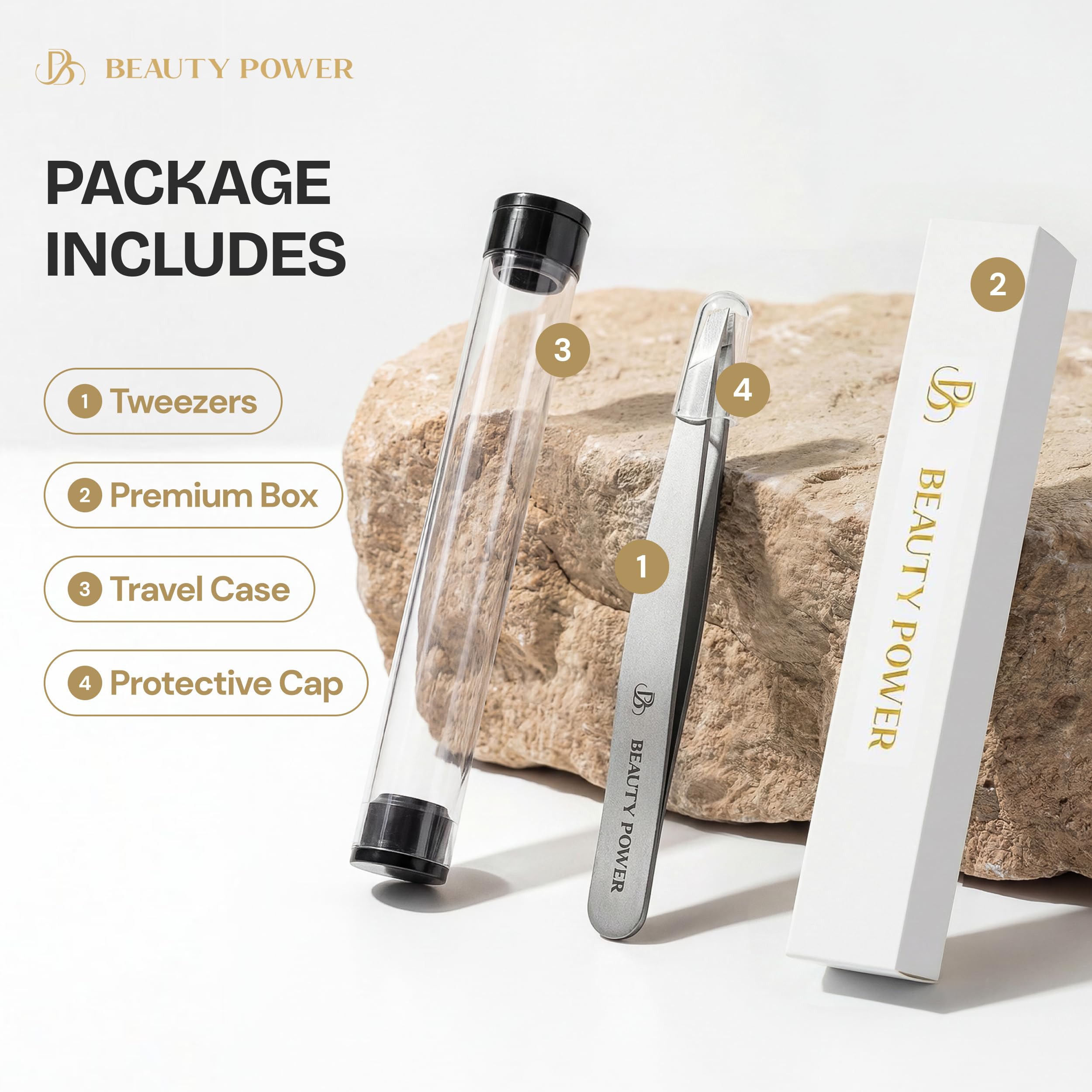 Beauty Power tweezers in branded box suitable for gifting.