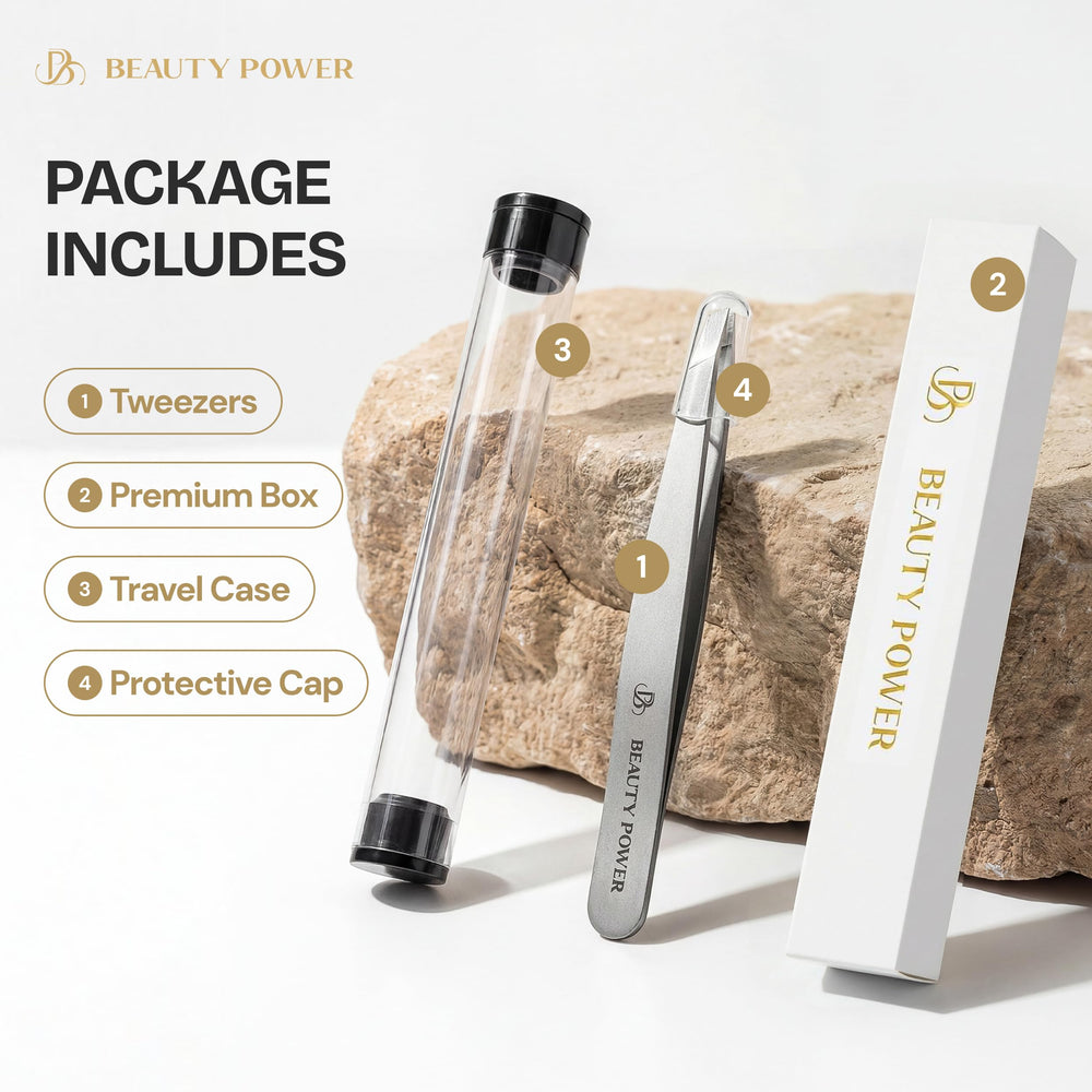 Beauty Power tweezers in branded box suitable for gifting.