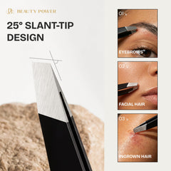 Beauty Power tweezers grip for eyebrow shaping and secure plucking of fine hairs