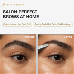 Beauty Power tweezers German stainless steel offers durable tension.