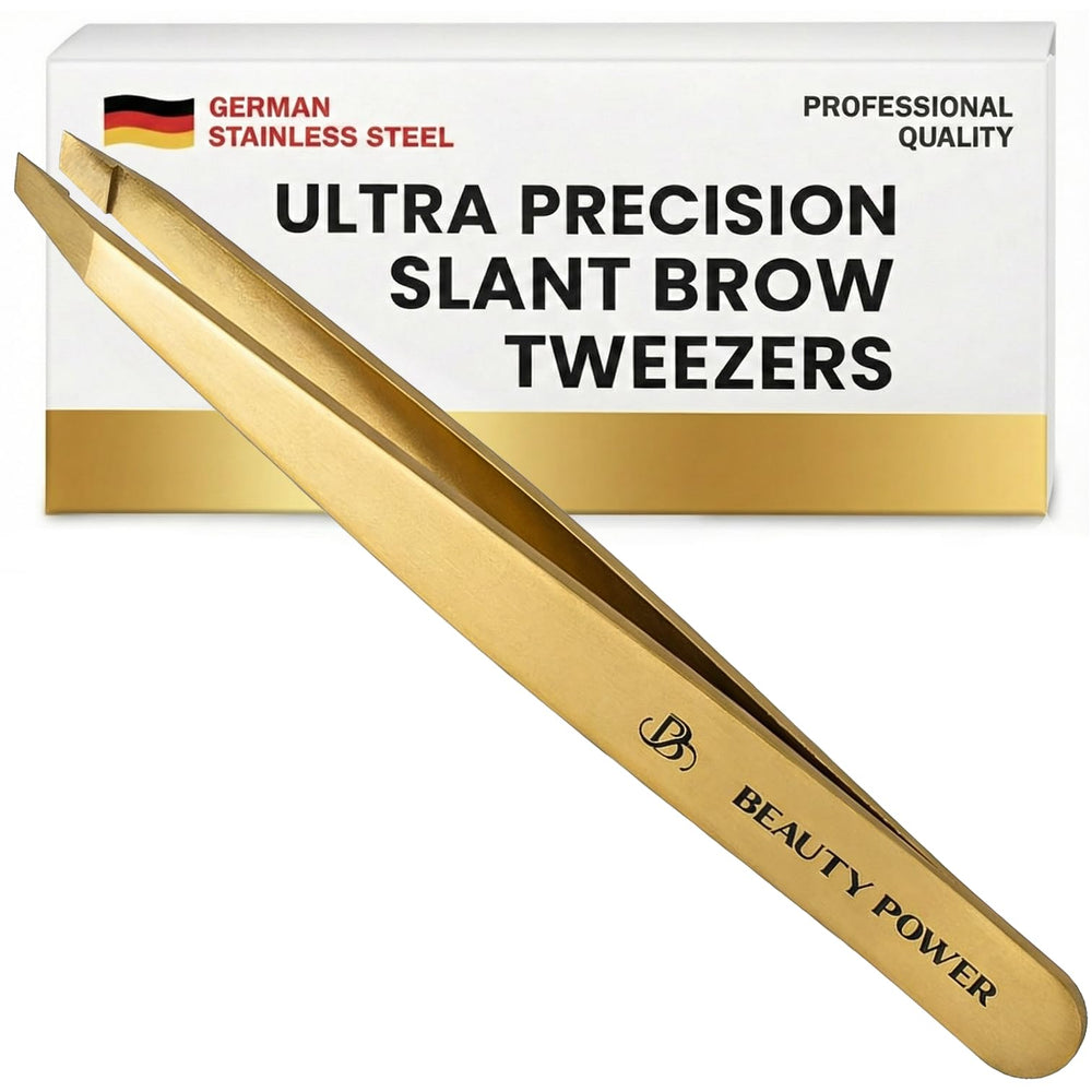 Beauty Power ultra-precision tweezers for precise eyebrow shaping.