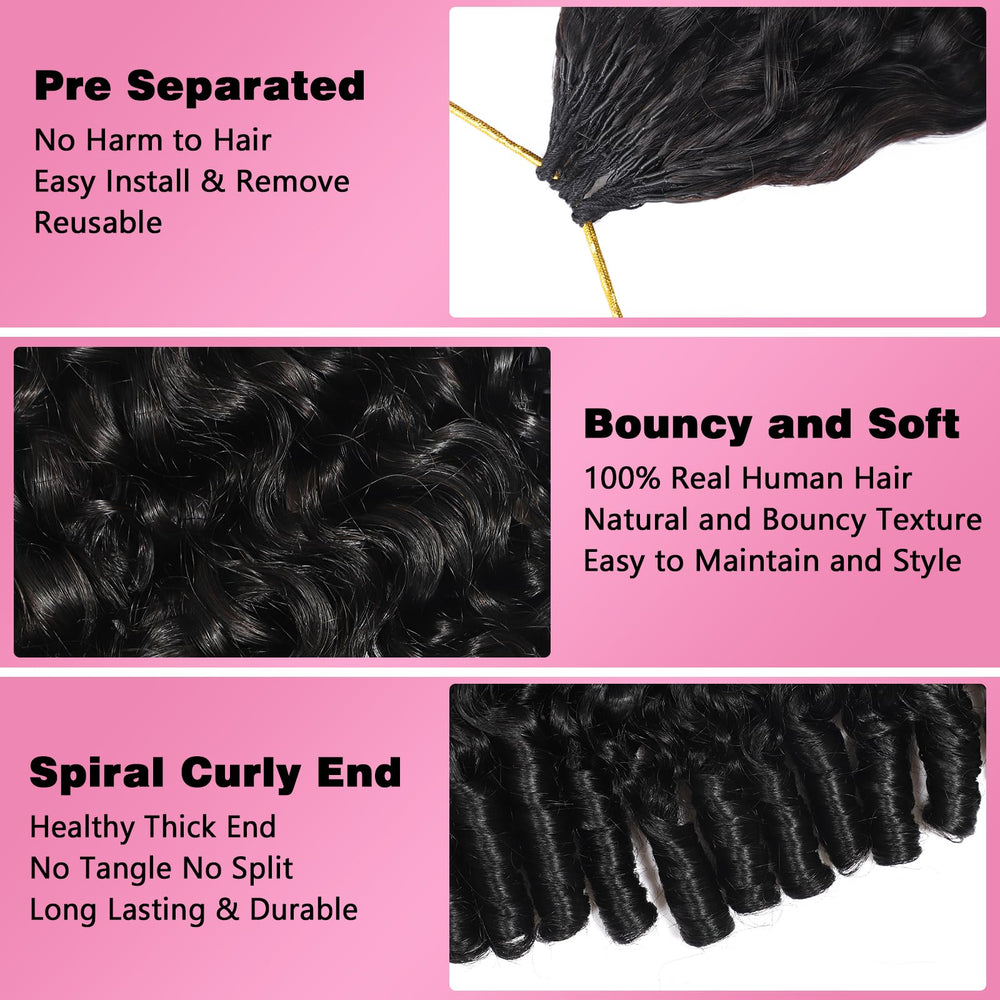Beauty Queen knotless pre-separated curls enabling easy crochet installation.