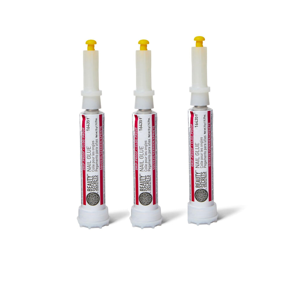 Beauty Secrets drip-proof nail glue bottle with precision applicator for clean nail repairs.
