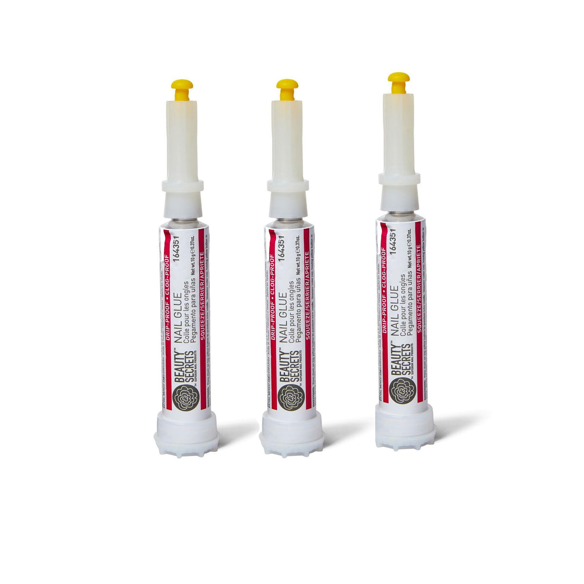 Beauty Secrets drip-proof nail glue bottle with precision applicator for clean nail repairs.