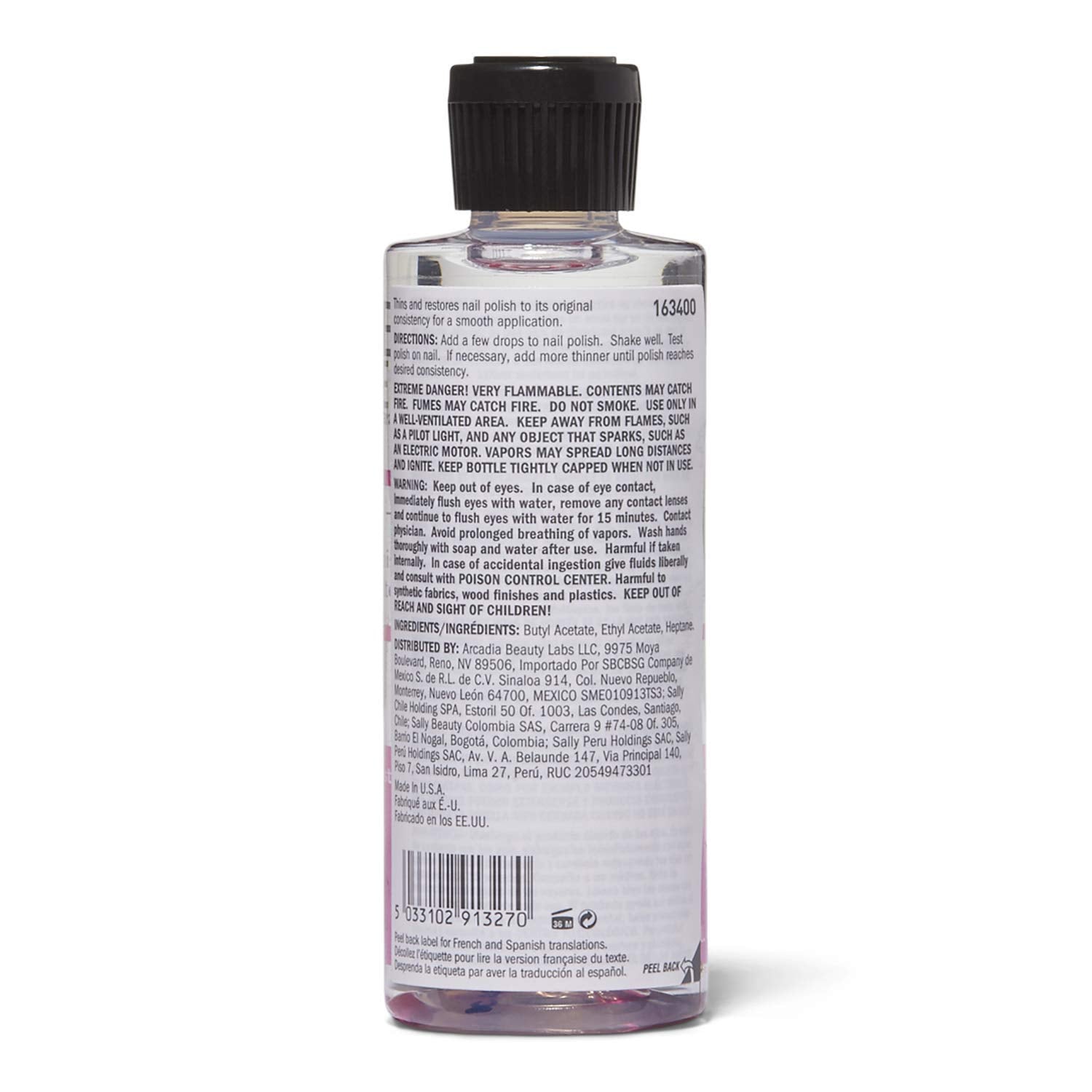 Beauty Secrets nail polish thinner pour demonstrates controlled thinning for precise manicure results.