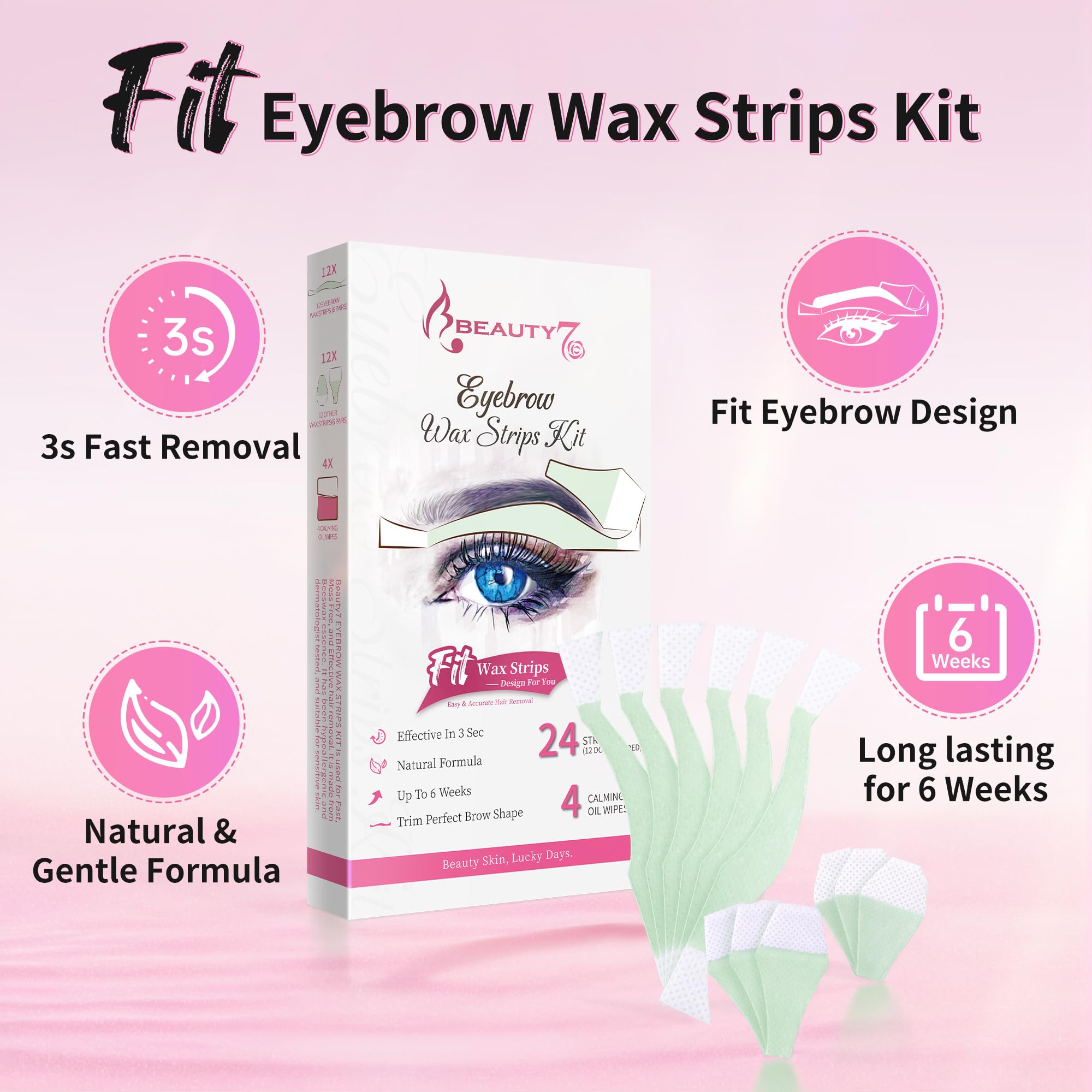 Beauty7 double-side wax strips offer flexible coverage for various facial contours