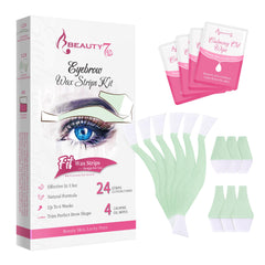 Beauty7 facial wax strips kit front view for precise eyebrow shaping and portable smoothing results