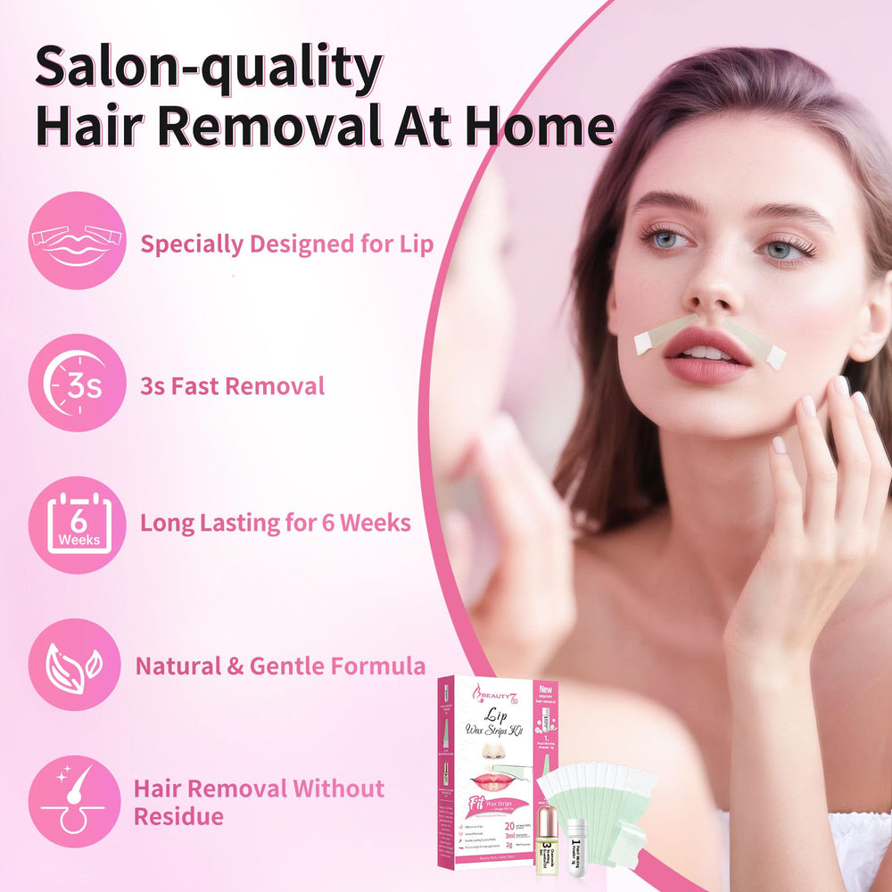 Beauty7 Lip Wax Strips easy removal action minimizes pulling